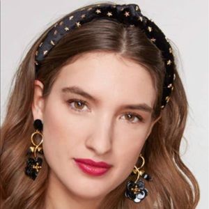 Lele Sadoughi Velvet Star-Studded Slim Knot Headband
